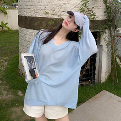 Haerin Baby Blue V-Neck Tee
