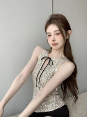 Moka Sequins Bow Top