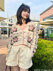 Winter Floral Crop Cardigan