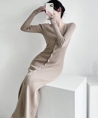 Ningning Beige Long Knitted Cardigan