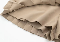 Ruka Beige Pleated Belted Skirt