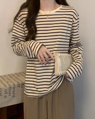 Jungkook Sand Striped Long-Sleeve Tee