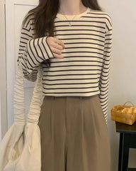 Jungkook Sand Striped Long-Sleeve Tee