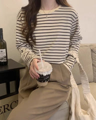 Jungkook Sand Striped Long-Sleeve Tee