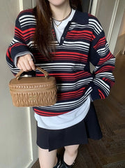 Jake Noir Crimson Striped Sweater