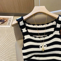 Danielle Noir White Stripe Knit Top
