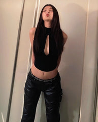 Jennie Bare Chest Mock Neck Top