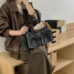 Minju Black Faux Leather Bag