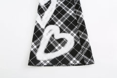 Haerin Black Heart Plaid Pants