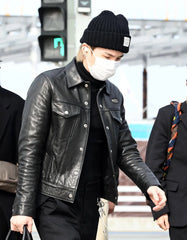 Suga Leather Snap-Button Jacket