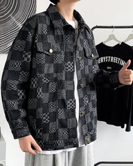 Jungkook Noir Checkered Denim Jacket