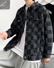 Jungkook Noir Checkered Denim Jacket