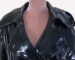 J-Hope Patent Faux Leather Trench Coat