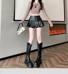 Ruka Pleated Belted Skort