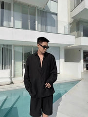 Jin Black Textured Long-Sleeve Shirt