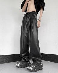 Jungkook Wide-Leg Faux Leather Pants