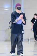 Jungkook Wide-Leg Faux Leather Pants