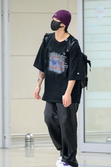 Jungkook Wide-Leg Faux Leather Pants