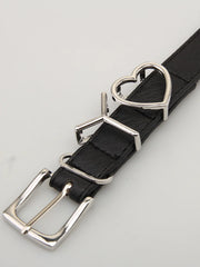 Haerin Noir Y-Heart Faux Leather Belt