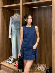 Blue Denim Double Pocket Dress | Danielle – NewJeans