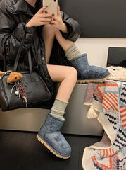 Giselle Denim Fleece Boots