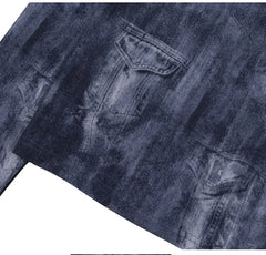Winter Denim Print Hooded Top