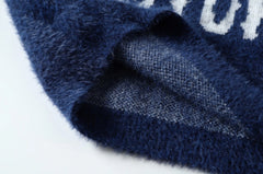 Jungwon Indigo “Don’t Burn Our Future” Knit Sweater