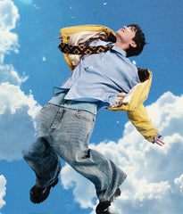 J-Hope Blue Double-Waist Spliced Jeans
