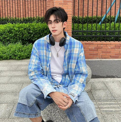 Jin Indigo Faded Plaid Shirt