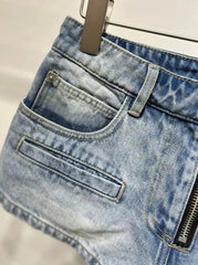 Ryujin Azure Zip Low-Rise Shorts