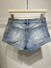 Ryujin Azure Zip Low-Rise Shorts