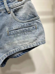 Ryujin Azure Zip Low-Rise Shorts