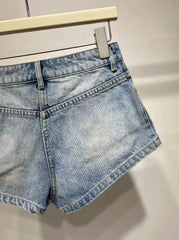 Ryujin Azure Zip Low-Rise Shorts