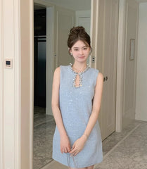 Rora Hollow Chest Tweed Dress