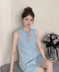 Rora Hollow Chest Tweed Dress