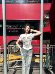 Lia Blue Long Rip Flare Jeans