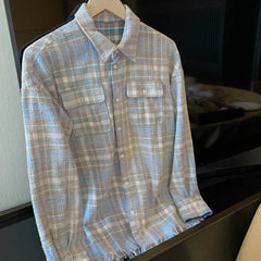 Suga Blue Plaid Raw-Hem Shirt