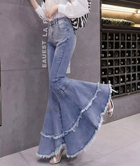 Haerin Indigo Raw-Edge Mermaid Jeans