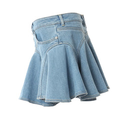 Ruka Ruffled Denim Skirt