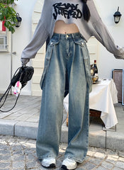 Yeji Indigo Suspender Denim Jeans