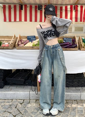 Yeji Indigo Suspender Denim Jeans