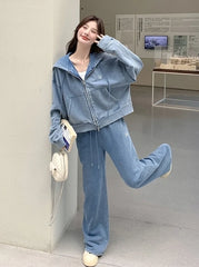 Giselle Washed Denim Jacket & Pants Set