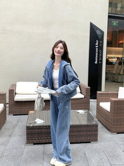 Giselle Washed Denim Jacket & Pants Set