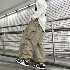 Jungwon Mocha Ruched Cargo Pants