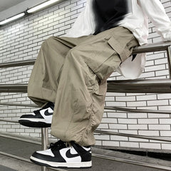 Jungwon Mocha Ruched Cargo Pants