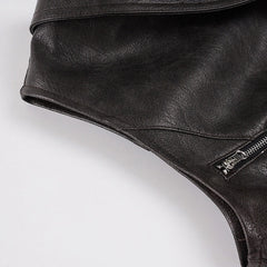 Jennie Zipper Accent Faux Leather Top