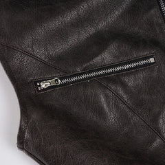 Jennie Zipper Accent Faux Leather Top