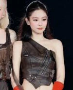 Jennie Zipper Accent Faux Leather Top