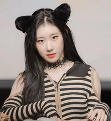 Chaeryeong Ivory Stripe Cut-Out Crop Top