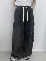 Danielle Black Wide-Leg Cargo Pants